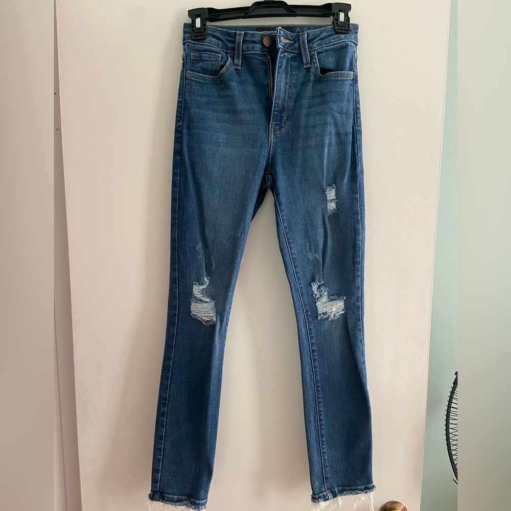 Just Black Denim - High Rise Cropped Raw Hem Skinny Jeans